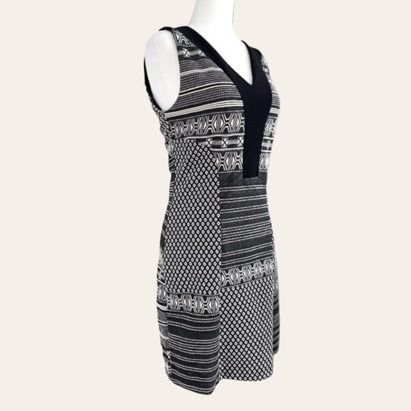 🇨🇦 Ruelle Patchwork Dress Sleeveless Black And White Made In Canada - Picture 3 of 17